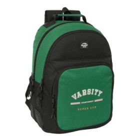 Safta Blackfit8 Varsity Mochila con 2 Compartimentos - Antirozaduras - Adaptable a Carro - Portabotellas - Tirador Doble - Hombreras Ergonomicas - 320x150x420mm - Color Negro y Verde