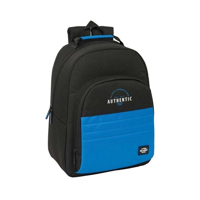 Safta Blackfit8 Underground Mochila Adaptable a Carro - Tirador Doble - Bolsillo Frontal - Hombreras Acolchadas - Asa Forrada - 20.10L - 320x150x420mm - Color Negro y Azul