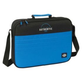 Safta Blackfit8 Underground Maletin con Cremallera - Bandolera Ajustable - Asa Forrada - Doble Tirador - Fondo Semirigido - 6L - 380x60x280mm - Color Negro y Azul
