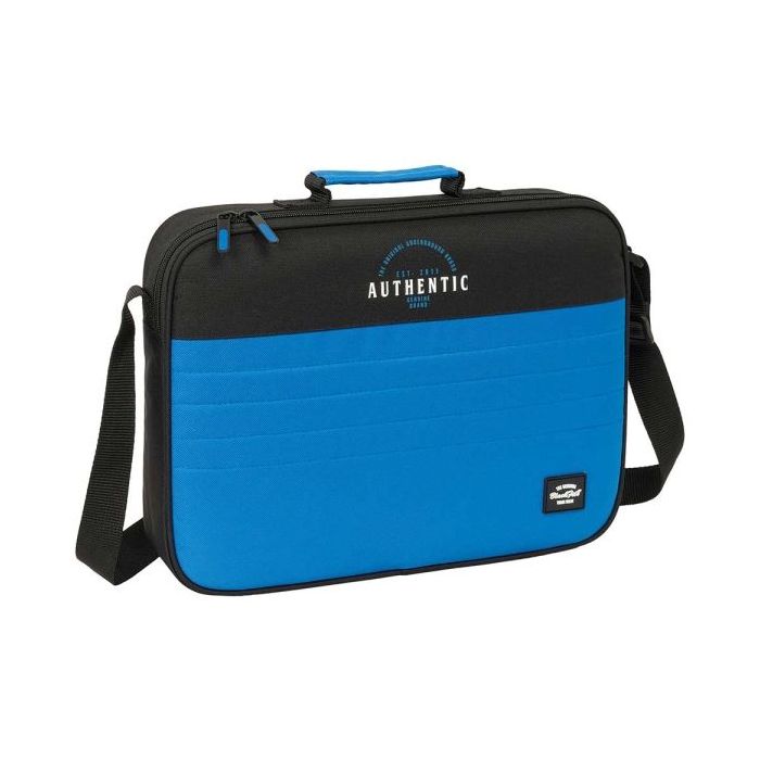 Safta Blackfit8 Underground Maletin con Cremallera - Bandolera Ajustable - Asa Forrada - Doble Tirador - Fondo Semirigido - 6L - 380x60x280mm - Color Negro y Azul