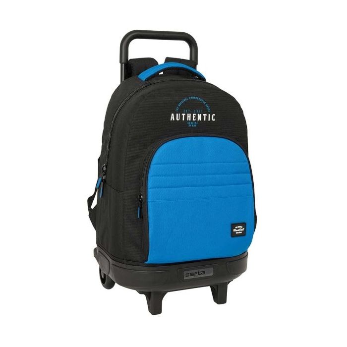 Safta Blackfit8 Underground Mochila con Carro - Extraible - Bolsillo Frontal - Portabotellas - Tirador Doble - Hombreras Acolchadas - Tarjeta ID - Bandeja PVC - 330x220x450mm - Color Negro y Azul