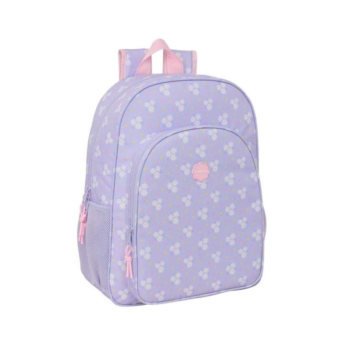 Safta Bouquet Mochila Adaptable a Carro - Portabotellas - Doble Tirador - Hombreras Acolchadas - Bolsillo Frontal - Asa Superior - 19L - 330x140x420mm - Color Violeta