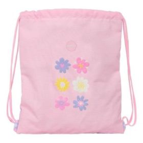 Safta Bouquet Saco Plano - Bolsillo Interior con Cremallera - Cierre con Cordones - 5L - 350x10x400mm - Color Rosa Pastel