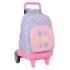Safta Bouquet Mochila con Carro - Extraible - Bolsillo Frontal - Ruedas Antivibracion - Hombreras Acolchadas - Asa Acolchada Superior - Sistema de Bloqueo - 33L - 330x220x450mm - Color Violeta