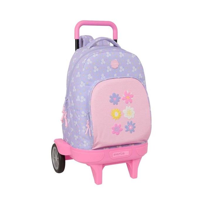 Safta Bouquet Mochila con Carro - Extraible - Bolsillo Frontal - Ruedas Antivibracion - Hombreras Acolchadas - Asa Acolchada Superior - Sistema de Bloqueo - 33L - 330x220x450mm - Color Violeta