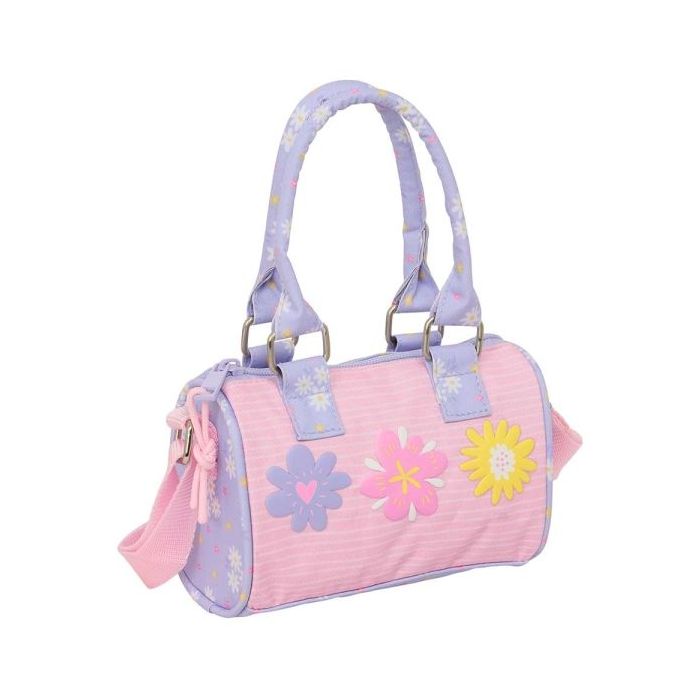 Safta Bouquet Bolso - Cremallera - Interior Forrado - Asas y Bandolera Ajustables - 1.20L - 160x75x100mm - Color Rosa Pastel