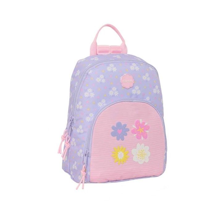 Safta Bouquet Mini Mochila - Bolsillo Frontal - Cremallera Doble - Bolsillo Trasero Accesible - Hombreras Ajustables - Asa Superior - 9.75L - 250x130x300mm - Color Rosa Pastel