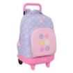 Safta Bouquet Mochila con Carro - Extraible - Bolsillo Frontal - Portabotellas - Tirador Doble - Hombreras Acolchadas - Asa Acolchada - Tarjeta ID - 33L - 330x220x450mm - Color Rosa Pastel