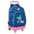 Safta Blackfit8 Mariposas Mochila con Carro - Extraible - Bolsillo Frontal - Portabotellas - Tirador Doble - Hombreras Acolchadas - Asa Acolchada - Tarjeta ID - 33L - 330x220x450mm - Color Azul Marino