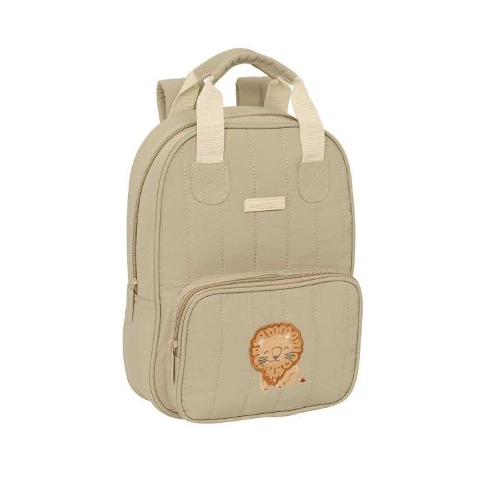 Safta Leon Mochila Infantil - Bolsillo Frontal - Tarjeta ID - Hombreras Acolchadas - Asa Forrada - 4.5L - 200x80x280mm - Color Arena