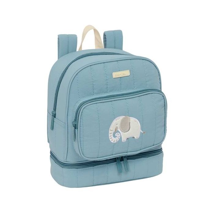Safta Elefante Mochila Guarderia - Isotermica - Asas de Mano - Adapatable a Carro - Tarjeta de Identificacion - 7.25L - 220x100x270mm - Color Azul