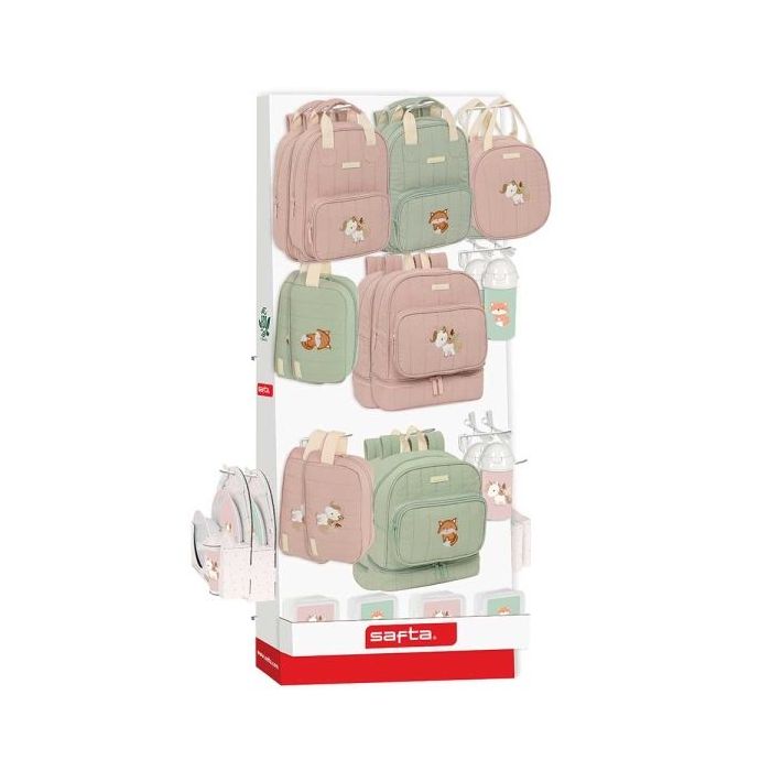 Safta Expositor con 10 Ganchos para Mochilas - Carton Reciclado - Facil de Organizar y Exhibir - Contribuye al Cuidado Ambiental - 650x280x1580mm - Colores Surtidos