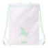 Safta Unicornio Saco Plano - Bolsillo con Cremallera - Cierre con Cordones - 3L - Material Seguro - Ligero y Portatil - 260x10x340mm - Color Blanco