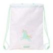 Safta Unicornio Saco Plano - Bolsillo con Cremallera - Cierre con Cordones - 3L - Material Seguro - Ligero y Portatil - 260x10x340mm - Color Blanco