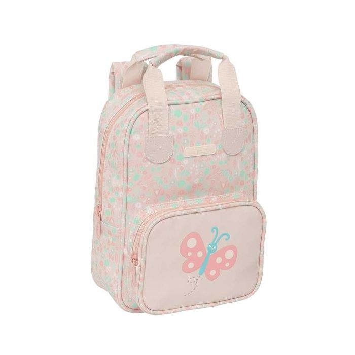 Safta Mariposa Mochila Infantil - Bolsillo Frontal - Tarjeta ID - Hombreras Acolchadas - Asa Forrada - 4.5L - 200x80x280mm - Color Rosa Pastel