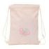 Safta Mariposa Saco Plano - Bolsillo con Cremallera - Cierre con Cordones - 3L - 260x10x340mm - Color Rosa Pastel