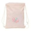 Safta Mariposa Saco Plano - Bolsillo con Cremallera - Cierre con Cordones - 3L - 260x10x340mm - Color Rosa Pastel