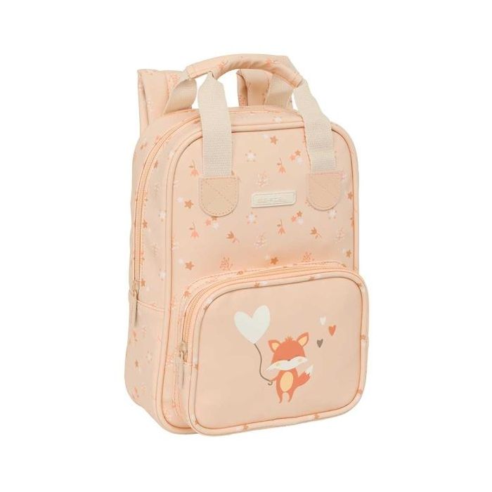 Safta Flores Mochila Infantil - Bolsillo Frontal - Tarjeta ID - Hombreras Acolchadas - Asa Forrada - 4.5L - 200x80x280mm - Color Melocoton