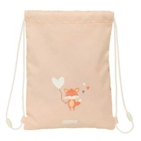 Safta Flores Saco Plano - Bolsillo con Cremallera - Cierre con Cordones - 3L - 260x10x340mm - Color Melocoton