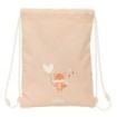 Safta Flores Saco Plano - Bolsillo con Cremallera - Cierre con Cordones - 3L - 260x10x340mm - Color Melocoton