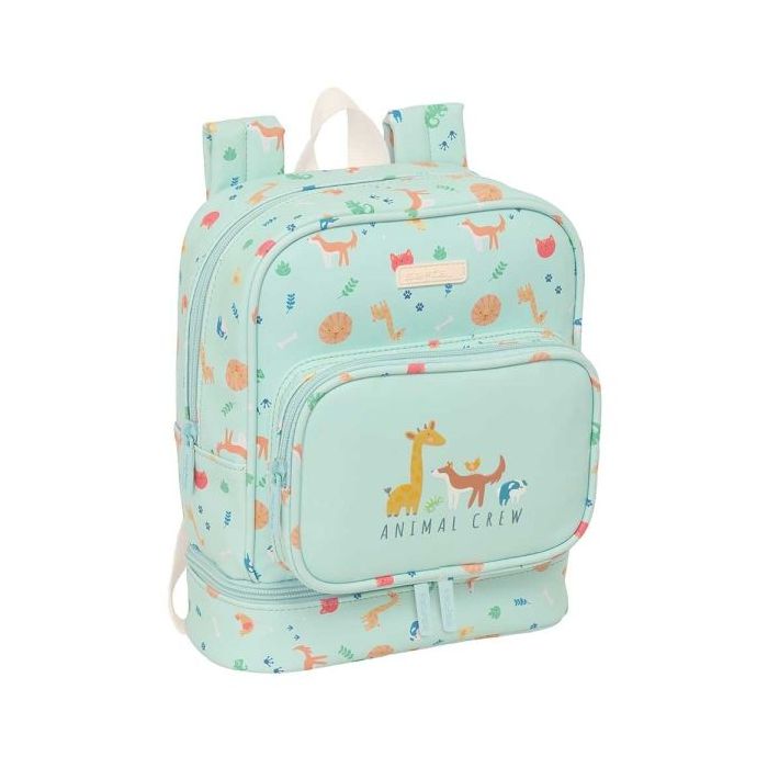 Safta Pandi Mochila Guarderia - Isotermica - Tarjeta ID - Compartimento Termo en Base - Asa de Mano Superior - Compatible con Carro - 7.25L - 220x100x270mm - Color Menta