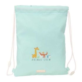 Safta Pandi Saco Plano - Bolsillo con Cremallera - Cierre con Cordones - 3L - 260x10x340mm - Color Menta