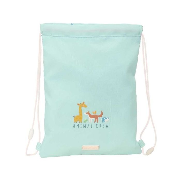 Safta Pandi Saco Plano - Bolsillo con Cremallera - Cierre con Cordones - 3L - 260x10x340mm - Color Menta
