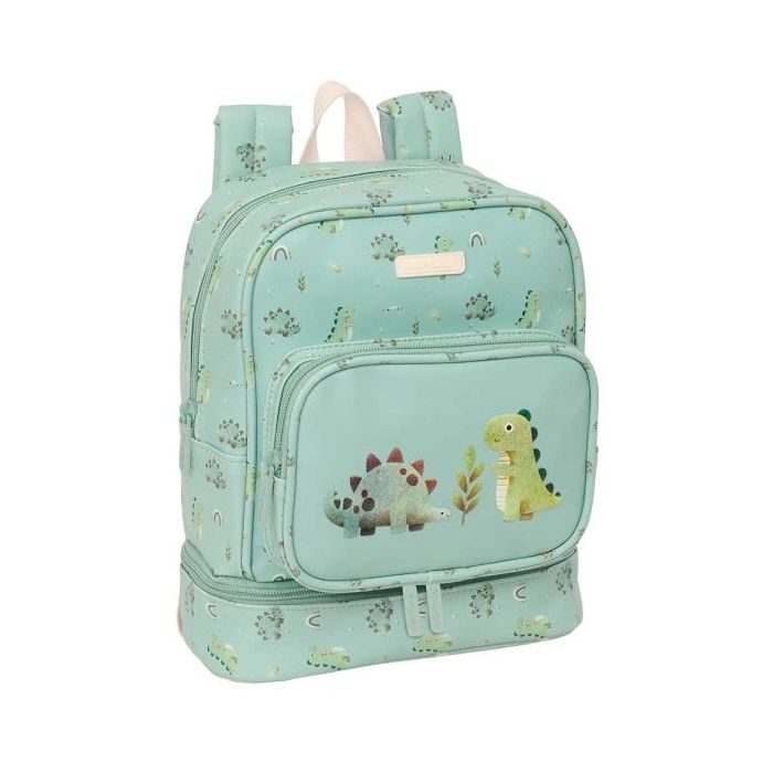 Safta Dinos Mochila Guarderia - Isotermica - Tarjeta de Identificacion - Compartimento Termo - Asa de Mano Superior - 7.25L - 220x100x270mm - Color Menta