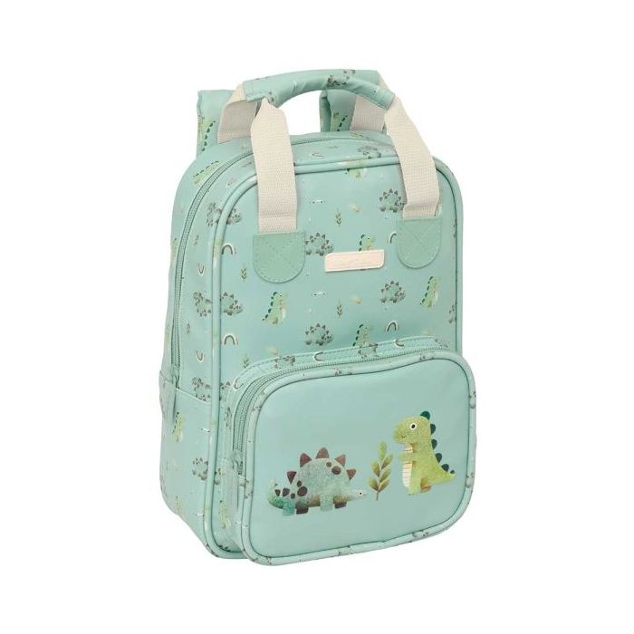 Safta Dinos Mochila Infantil - Bolsillo Frontal - Tarjeta ID - Hombreras Acolchadas - Asa Forrada - 4.5L - 200x80x280mm - Color Menta