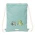 Safta Dinos Saco Plano - Bolsillo con Cremallera - Cierre con Cordones - Material Duradero - 3L - 260x10x340mm - Color Menta