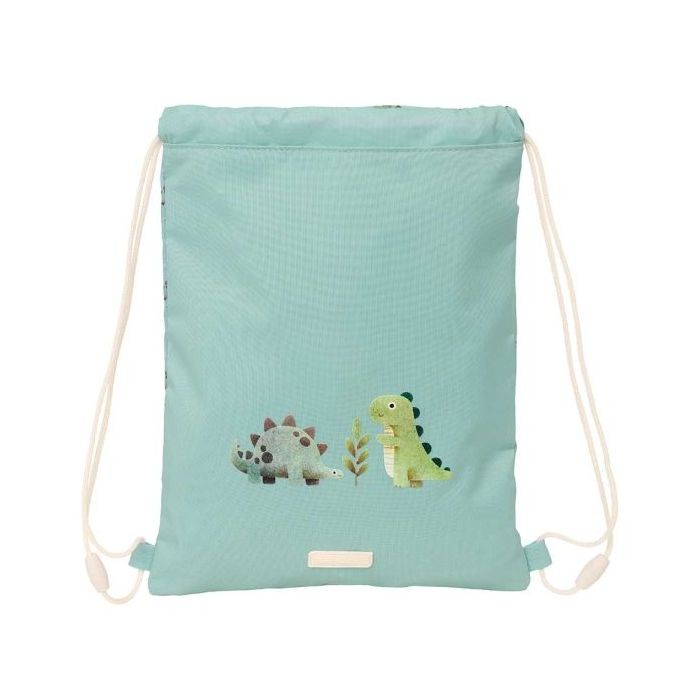 Safta Dinos Saco Plano - Bolsillo con Cremallera - Cierre con Cordones - Material Duradero - 3L - 260x10x340mm - Color Menta