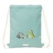 Safta Dinos Saco Plano - Bolsillo con Cremallera - Cierre con Cordones - Material Duradero - 3L - 260x10x340mm - Color Menta