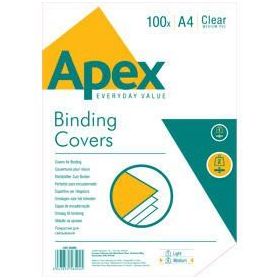 Fellowes Apex Pack de 100 Portadas para Encuadernar de PVC A4 - 180 Micras - Muy Resistentes - Transparentes