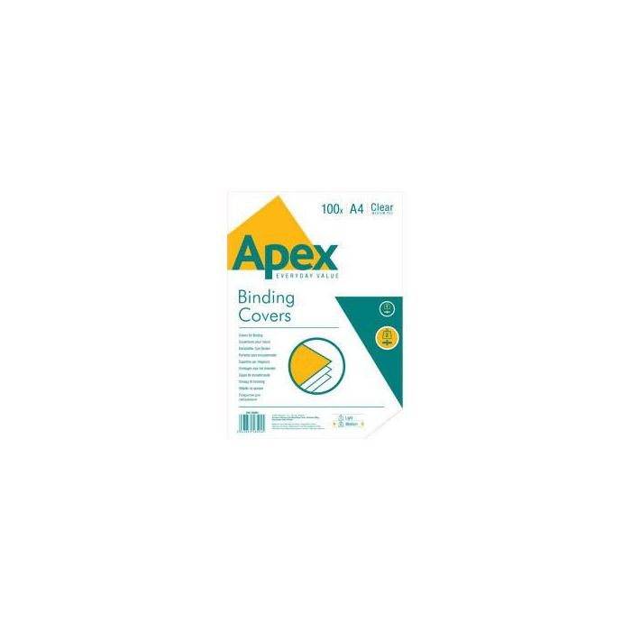 Fellowes Apex Pack de 100 Portadas para Encuadernar de PVC A4 - 180 Micras - Muy Resistentes - Transparentes
