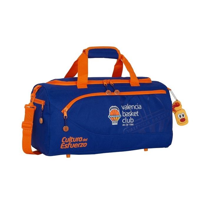 Safta Valencia Basket Bolsa de Deporte - Bandolera Ajustable - Tirador Doble - Bolsillo Frontal - Bolsillos Laterales - Fondo Semirigido - Tacos en Base - 500x250x250mm - Color Azul Oscuro