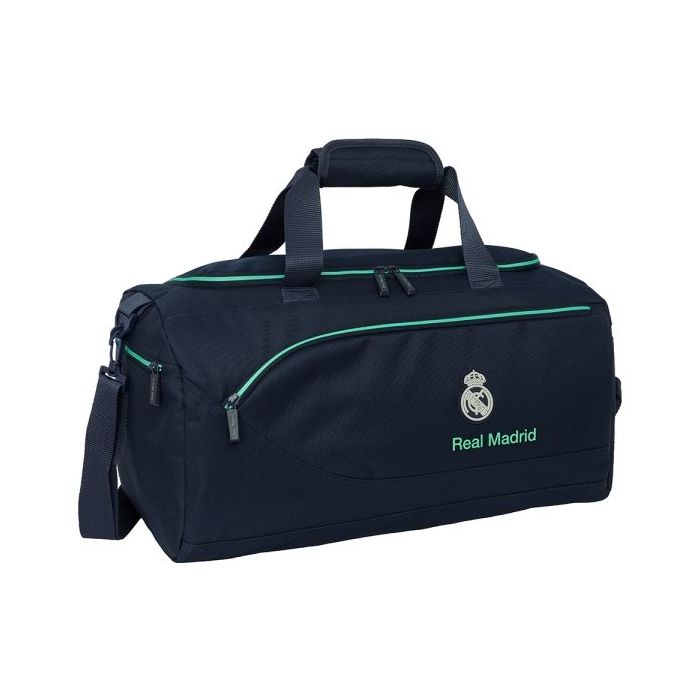 Safta Real Madrid 2ª Equipacion 25/26 Bolsa de Deporte - Bandolera Ajustable - Tirador Doble - Bolsillos Laterales - Fondo Extraible - Tacos en Base - 500x250x250mm - Color Azul Marino