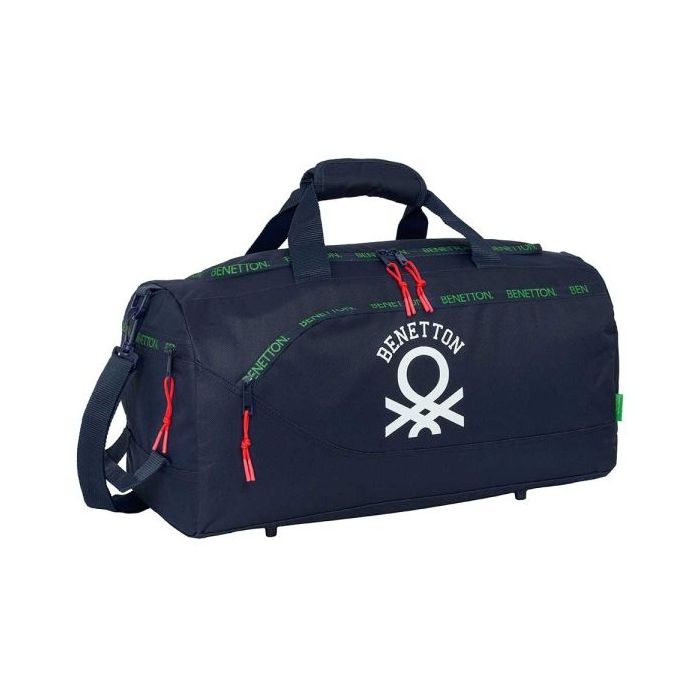 Safta Benetton Together Bolsa de Deporte - Bandolera Ajustable - Tirador Doble - Bolsillo Frontal - Bolsillos Laterales - Fondo Semirigido - Tacos en Base - 500x250x250mm - Color Azul Marino