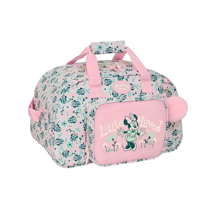 Safta Minnie Mouse Minty Bolsa de Deporte - Bolsillo Frontal - Bandolera Ajustable - Asa Forrada - Doble Cremallera - Base con Tacos - Fondo Extraible - 22L - 400x230x240mm - Color Rosa Pastel