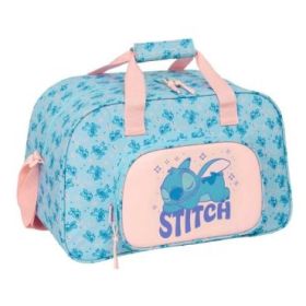 Safta Stitch Ohana Bolsa de Deporte - Bolsillo Frontal - Bandolera Ajustable - Asa Forrada - Doble Cremallera - Tacos en Base - Fondo Extraible - 22L - 400x230x240mm - Color Azul Claro