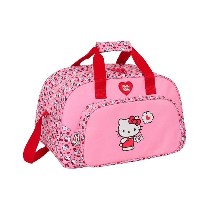 Safta Hello Kitty Bolsa de Deporte - Bolsillo Frontal - Bandolera Ajustable - Asa Forrada - Doble Tirador Cremallera - Tacos Proteccion Base - Fondo Extraible - 22L - 400x230x240mm - Color Rosa