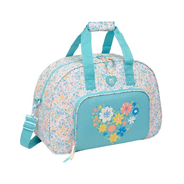 Safta Moos Fiori Bolsa de Deporte - Bandolera Ajustable - Doble Cremallera - Tacos Protectores Base - Fondo Extraible - Material Reciclado - 33L - 480x210x330mm - Color Azul Claro