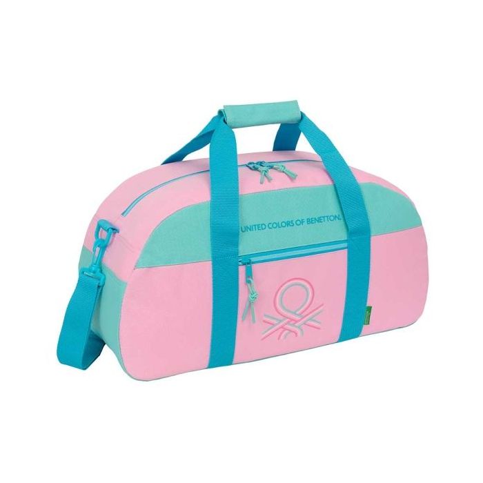 Safta Benetton Dolce Bolsa de Deporte - Bolsillo Frontal - Bandolera Ajustable - Cremallera Doble en Cierre - Tacos Protectores en Base - Fondo Extraible - 26L - 500x200x260mm - Color Rosa Pastel