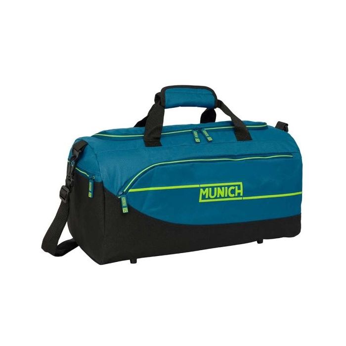 Safta Munich Land Bolsa de Deporte - Bandolera Ajustable - Cremallera Doble - Bolsillo Frontal - Bolsillos Laterales - Fondo Extraible - Tacos en Base - 500x250x250mm - Color Azul Oscuro