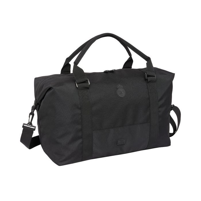 Safta Real Madrid Premium Bolsa de Deporte - Bandolera Ajustable - Cierre de Iman - Interior Forrado - Cremalleras Bidireccionales - Asa Forrada - 43.35L - 500x220x290mm - Color Negro