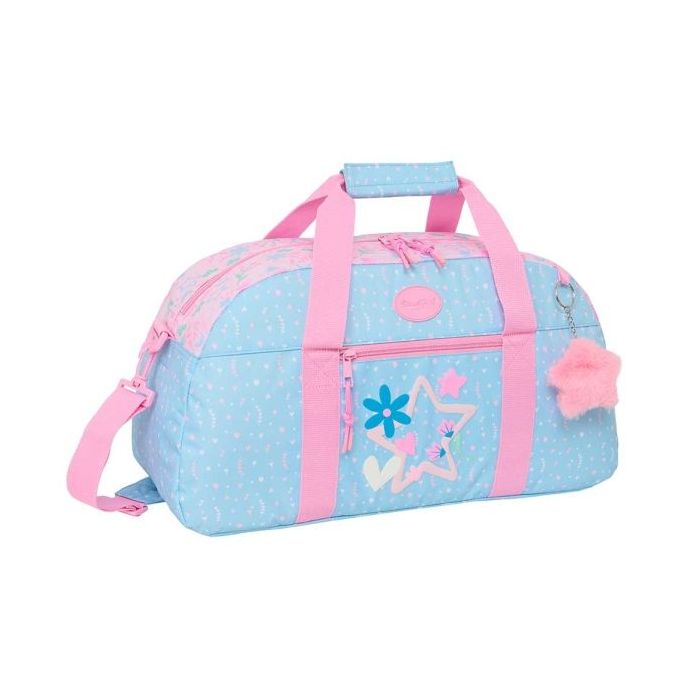 Safta Blackfit8 Smile Bolsa de Deporte - Bolsillo Frontal - Bandolera Ajustable - Asa Forrada - Tirador Doble - Tacos Protectores en Base - Fondo Extraible - 26L - 500x200x260mm - Color Azul Claro