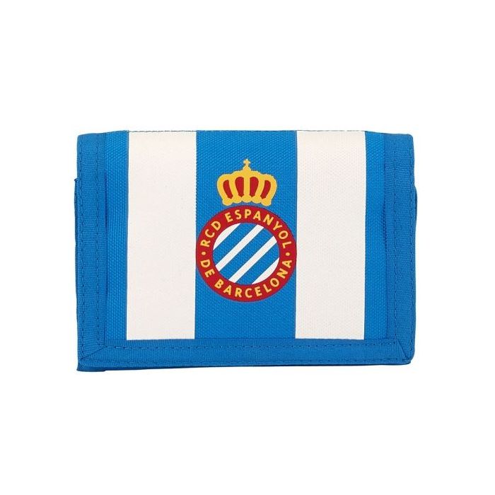 Safta RCD Espanyol Billetera - Cierre con Velcro - Multiples Compartimentos - Bolsillo para Monedas - 125x95mm - Color Azul y Blanco