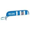 Safta RCD Espanyol Portaflautas - Interior Acolchado - Alojamiento para Varilla - Asa Lateral - Borde Reforzado - 0.6L - 370x20x80mm - Color Azul y Blanco