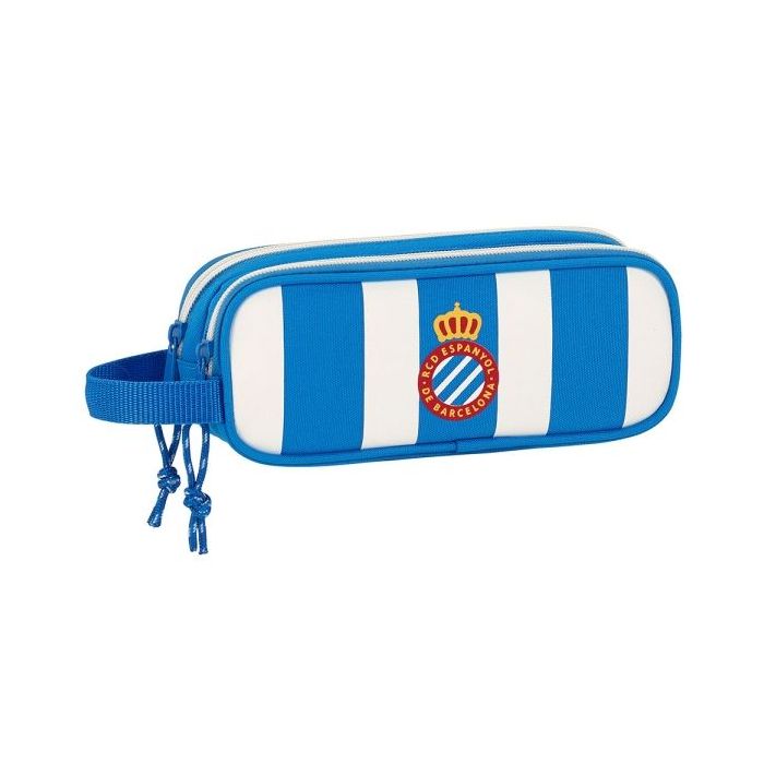 Safta RCD Espanyol Portatodo - 2 Compartimentos con Cremalleras - Asa Lateral - 1L - 210x60x80mm - Color Azul y Blanco