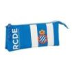Safta RCD Espanyol Portatodo - 3 Compartimentos con Cremalleras - Bolsillo Interior - 0.6L - 220x30x120mm - Color Azul y Blanco