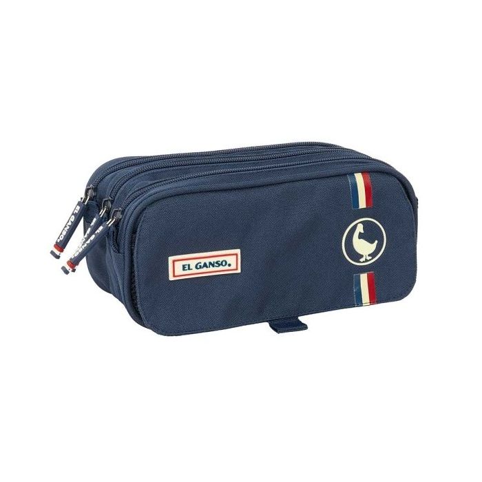 Safta el Ganso Eclipse Portatodo - 3 Compartimentos con Cremalleras - Bolsillo Frontal - Cinta Adaptable - 1.72L - 215x80x100mm - Color Azul Marino